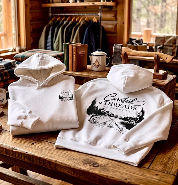 Curated Threads Outdoors Hoodie, Mountain Fishing Hunting Sweatshirt product photo