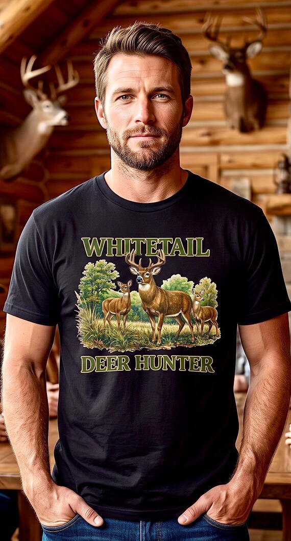 Whitetail Deer Hunter Shirt, Buck Hunting Graphic Tee additional view 4