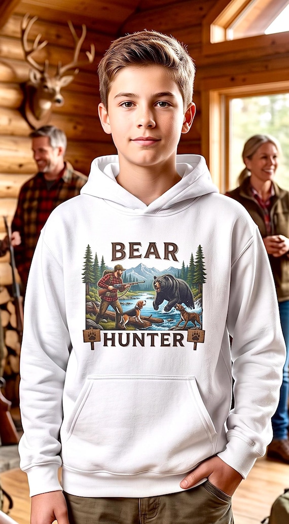 Youth Bear Hunter Hoodie, Kids Hunting Sweatshirt additional view 2