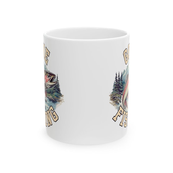 Gone Fishing Mug, Vintage Rainbow Trout Fly Fishing Coffee Cup additional view 10