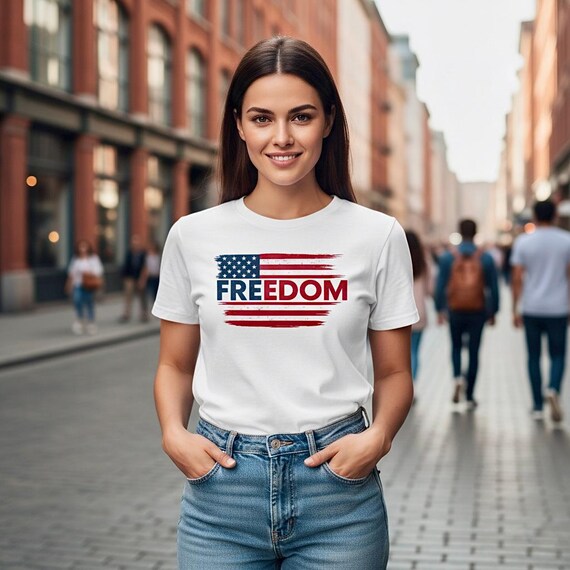 Patriotic Freedom Shirt, Distressed American Flag USA Tee additional view 2