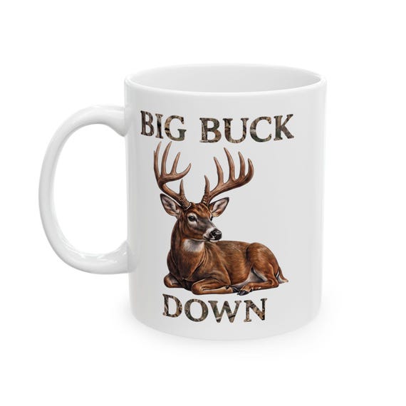 Big Buck Down Mug, Whitetail Deer Hunter Coffee Cup additional view 8