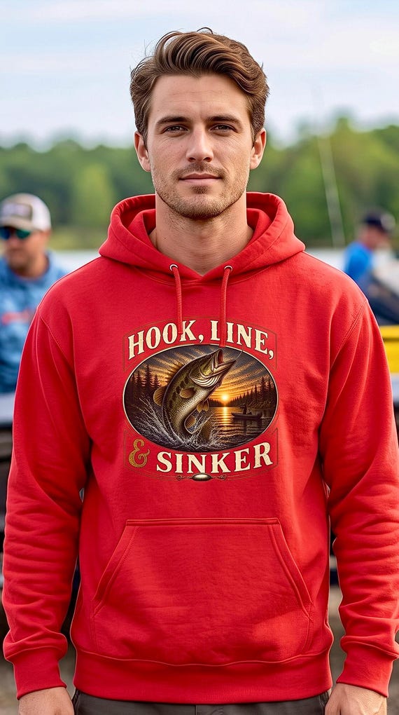 Bass Fishing Hoodie, Hook Line and Sinker Lake Sunset Sweatshirt, Trophy Bass Fisherman Gift for Dad Mom, Fishing Birthday Christmas Gift additional view 8