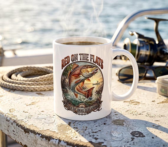 Redfish Red On The Flats Mug inshore saltwater angler coffee cup product photo