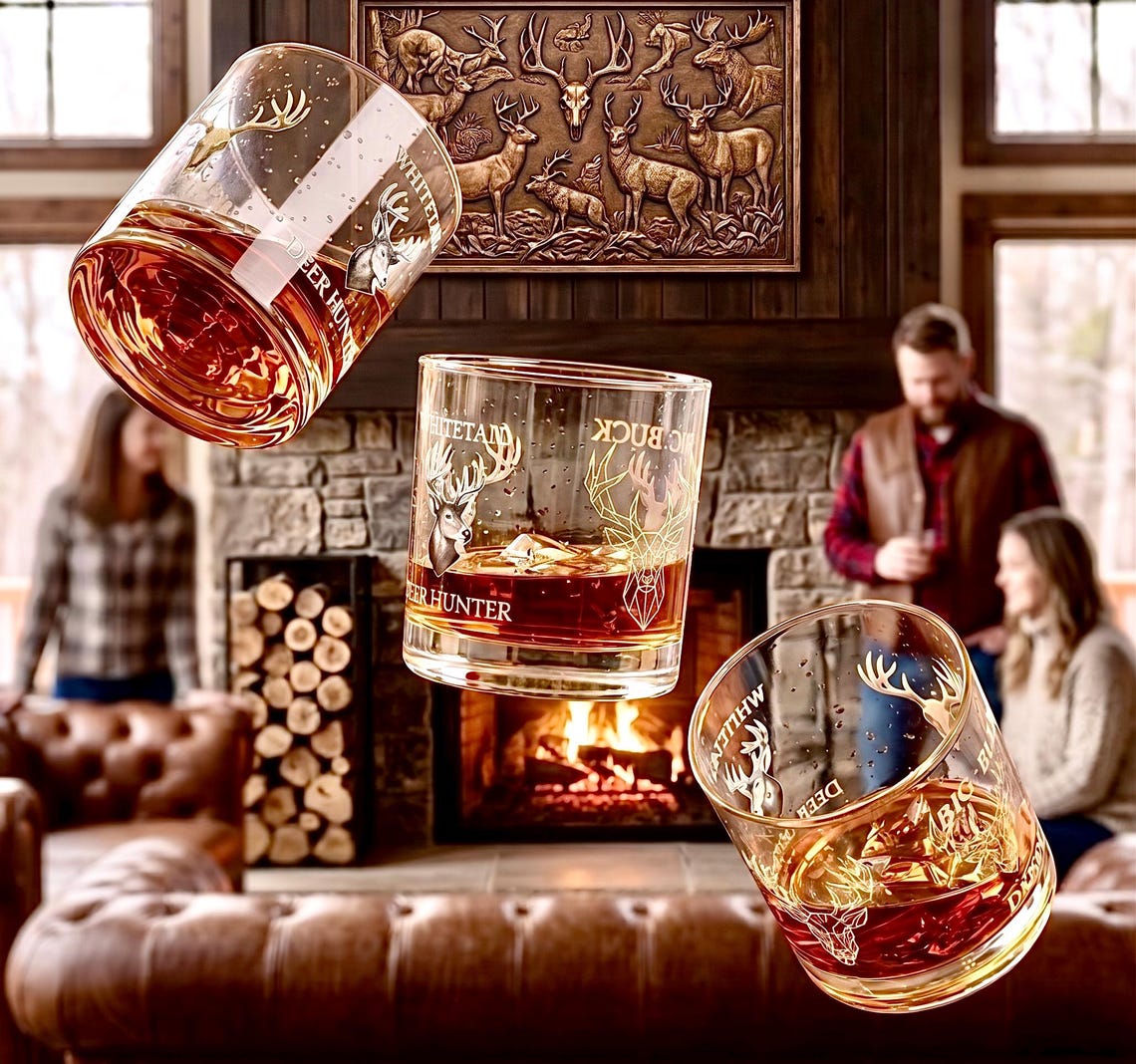 Whitetail Deer Whiskey Rocks Glass product photo