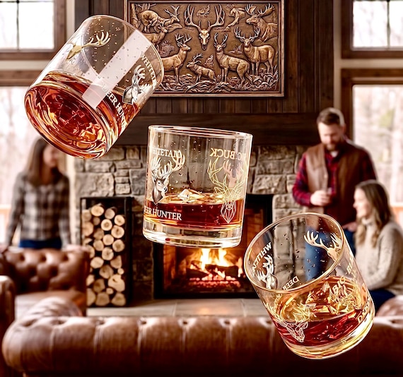 Whitetail Deer Whiskey Rocks Glass product photo