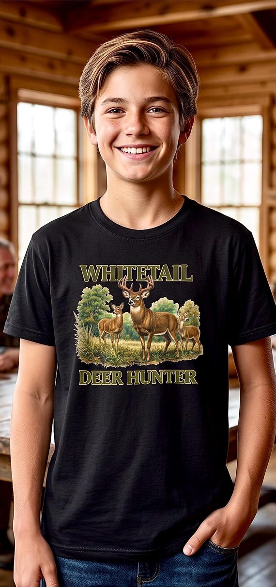 Whitetail Deer Hunter Kids Shirt additional view 2