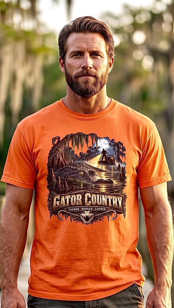 Gator Country Alligator Hunting Tee swamp hunter additional view 3