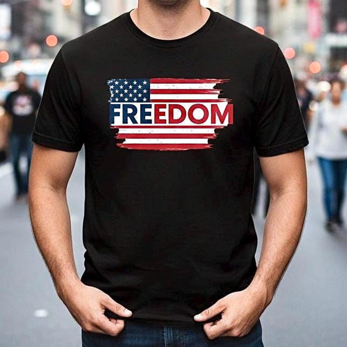 Patriotic Freedom Shirt, Distressed American Flag USA Tee product photo