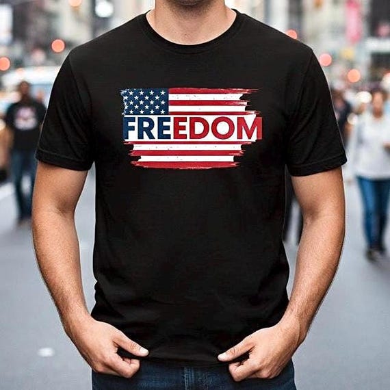 Patriotic Freedom Shirt, Distressed American Flag USA Tee product photo