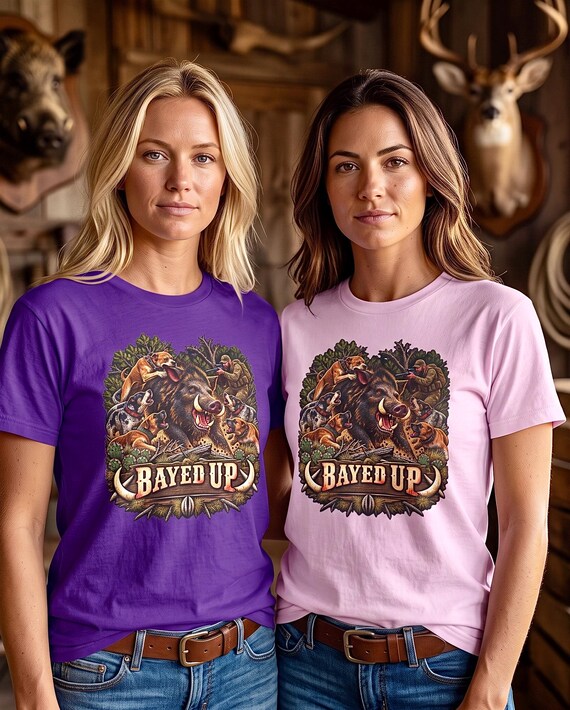 Bayed Up Hog Hunting Tee wild boar catch dog additional view 9