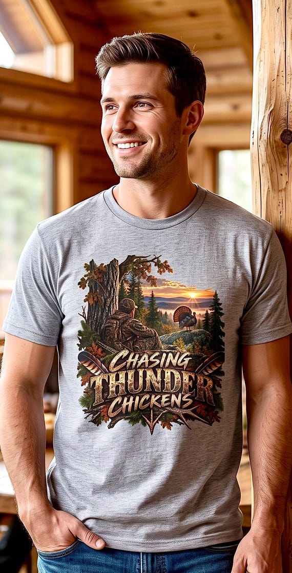 Chasing Thunder Chickens Turkey Hunter Shirt additional view 3