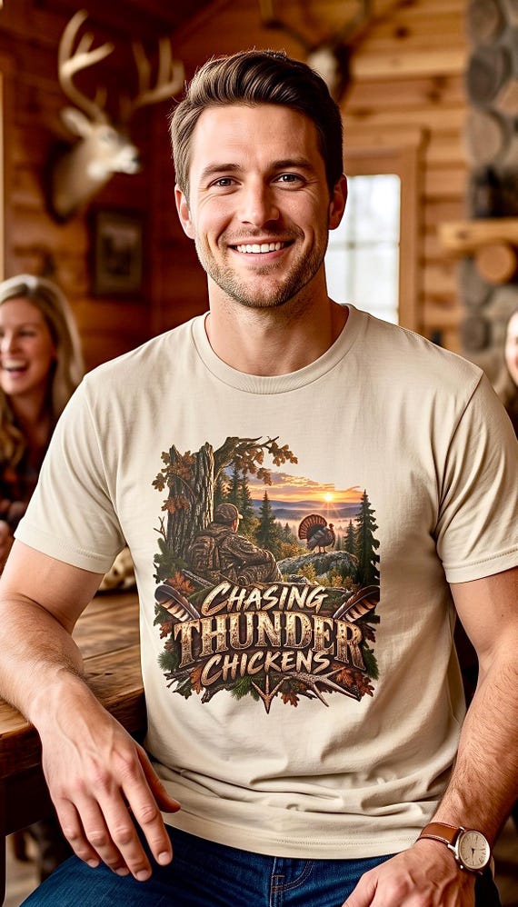 Chasing Thunder Chickens Turkey Hunter Shirt additional view 6