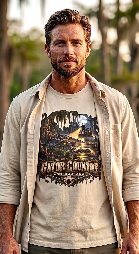 Gator Country Alligator Hunting Tee swamp hunter additional view 8