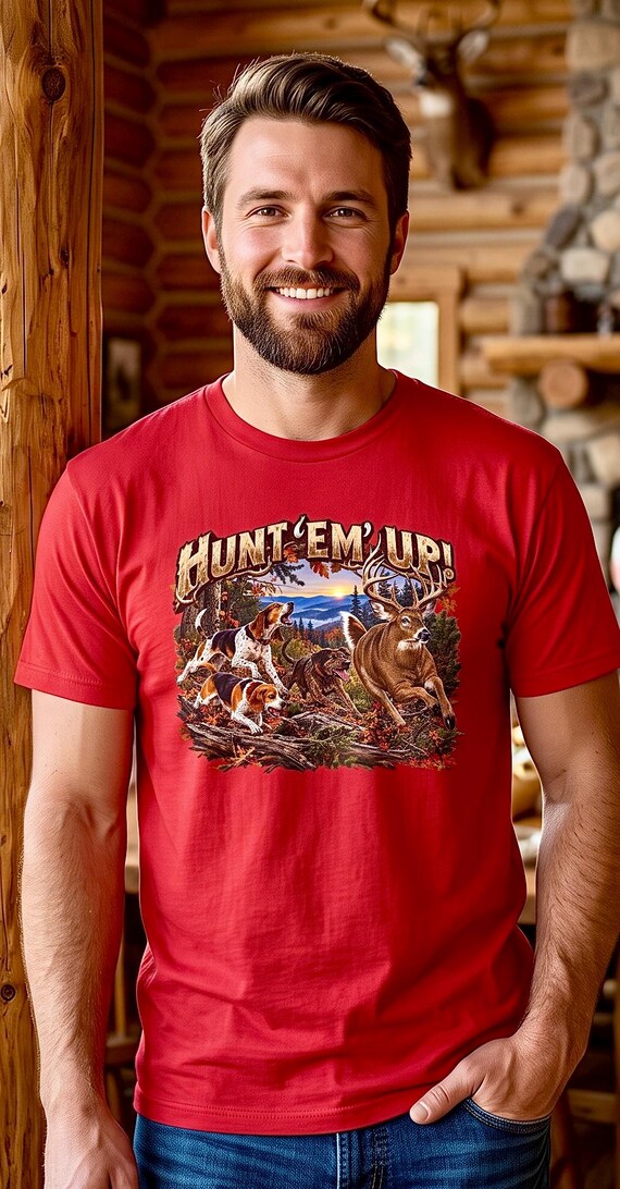 Hunt Em Up Deer Dog Hunting Tee beagle whitetail chase additional view 8