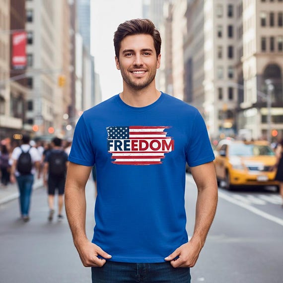 Patriotic Freedom Shirt, Distressed American Flag USA Tee additional view 4