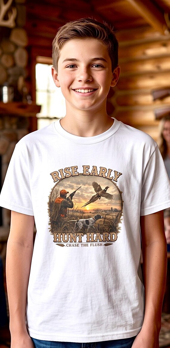 Rise Early Hunt Hard Kids Shirt pheasant hunting product photo