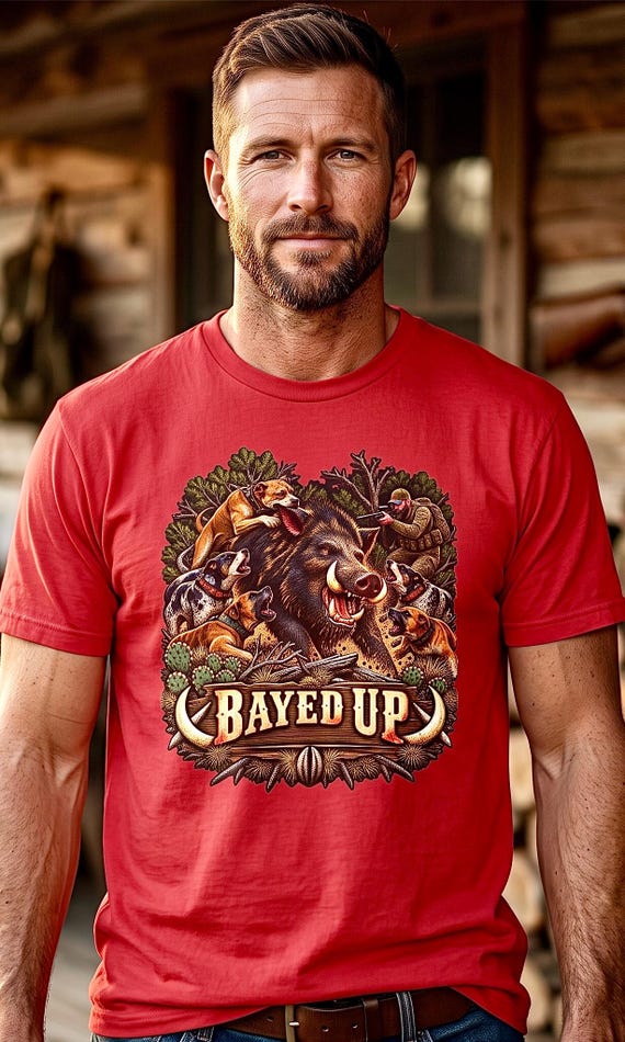 Bayed Up Hog Hunting Tee wild boar catch dog additional view 7