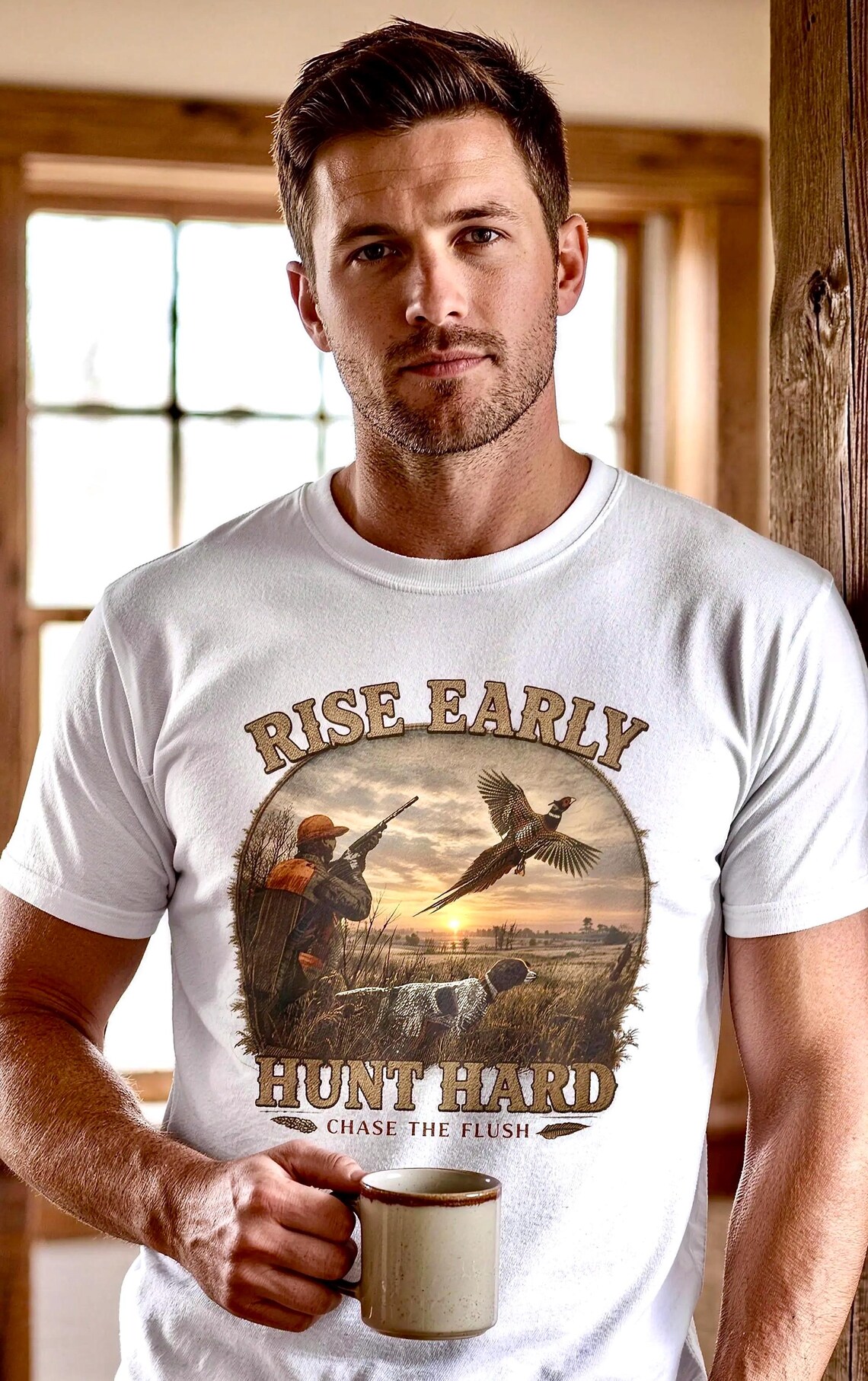 Pheasant Hunting Shirt for Men, Upland Bird Hunter Gift product photo