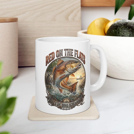 Redfish Red On The Flats Mug inshore saltwater angler coffee cup additional view 2