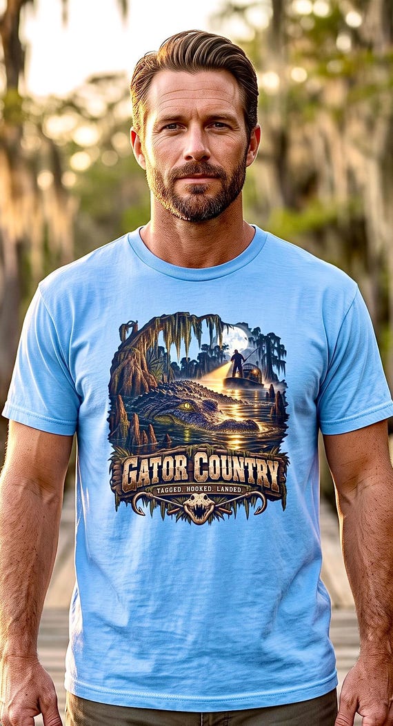 Gator Country Alligator Hunting Tee swamp hunter additional view 6