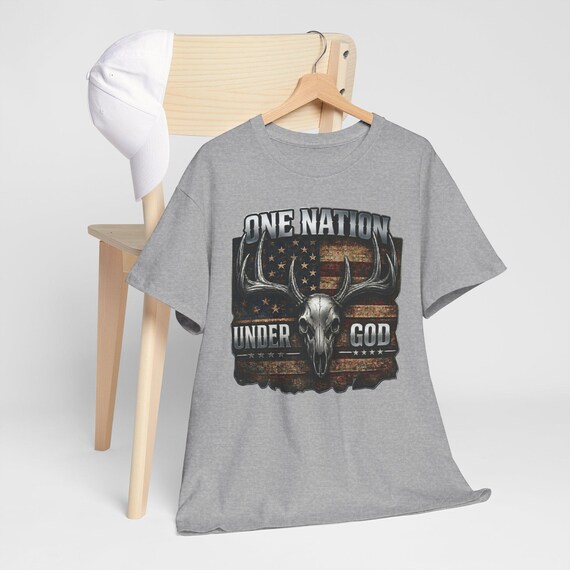 Whitetail American Flag One Nation Under God Shirt additional view 9