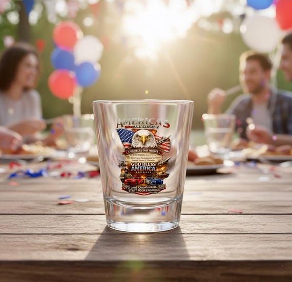Patriotic American Eagle 250th Shot Glass, 4th of July Barware additional view 5