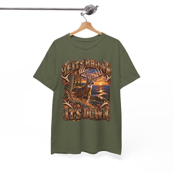 If It's Brown It's Down Whitetail Deer Hunter Tee whitetail buck hunting shirt additional view 2