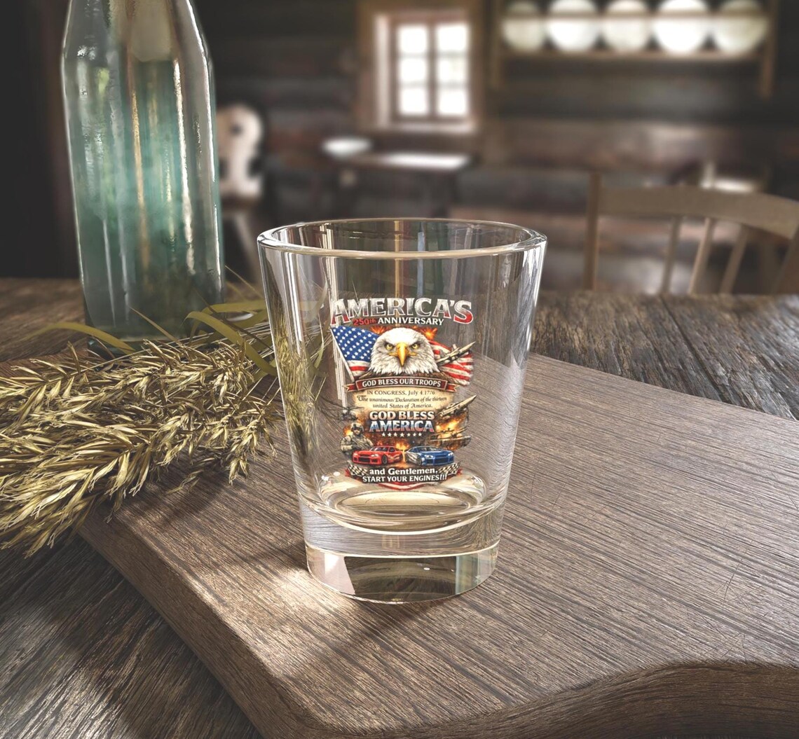 Patriotic American Eagle 250th Shot Glass, 4th of July Barware product photo