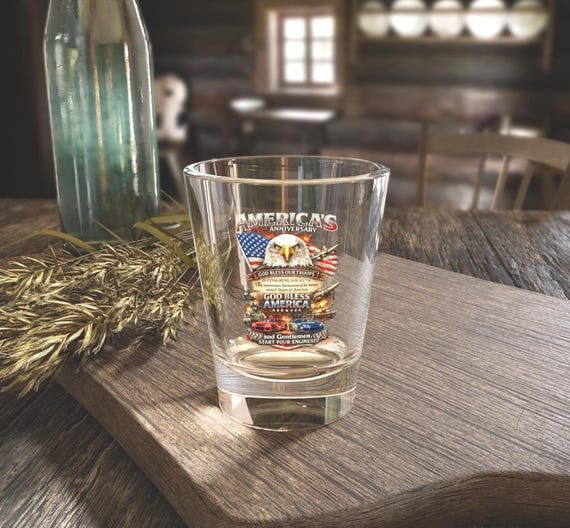 Patriotic American Eagle 250th Shot Glass, 4th of July Barware product photo
