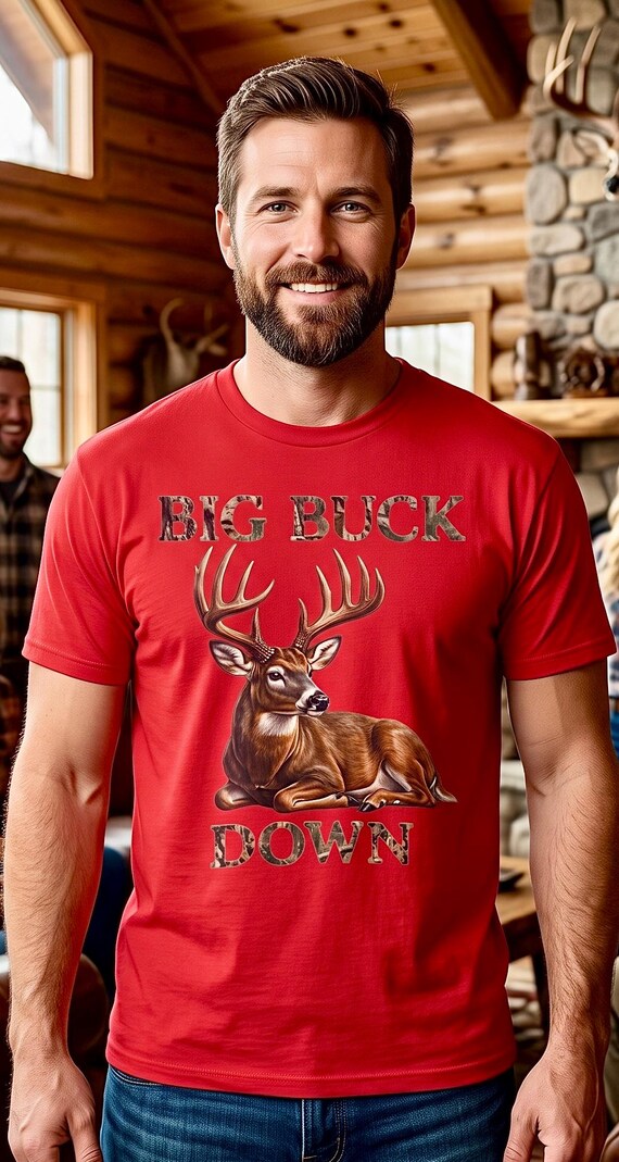 Big Buck Down Shirt, Whitetail Deer Hunter Tee additional view 8