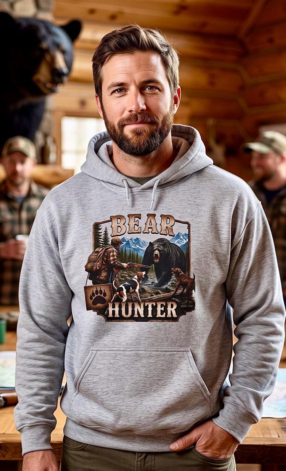 Bear Hunter Hoodie, Black Bear Hunting Sweatshirt additional view 5