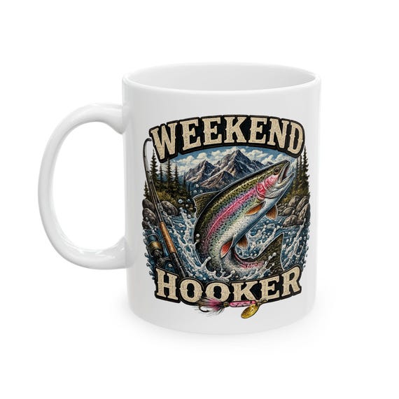 Funny Fishing Mug for Men, Rainbow Trout Fly Fishing Coffee Cup additional view 7