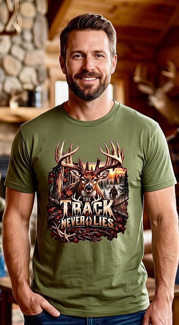 The Track Never Lies Whitetail Buck Hunter Tee blood tracker additional view 3