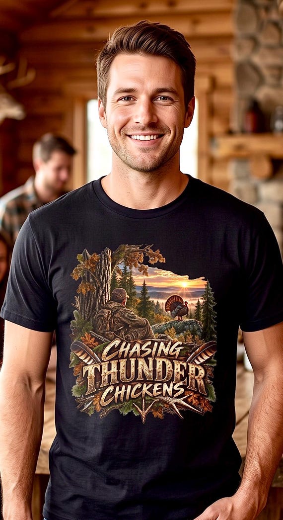 Chasing Thunder Chickens Turkey Hunter Shirt additional view 2