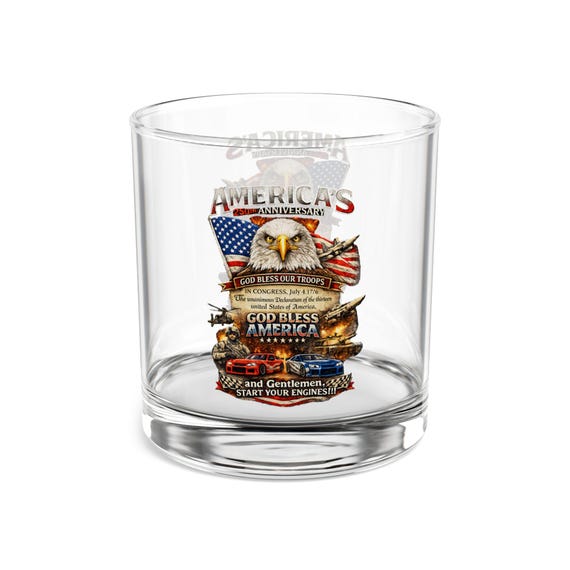 Patriotic Eagle 250th Whiskey Glass, God Bless America 10oz Rocks Barware additional view 7