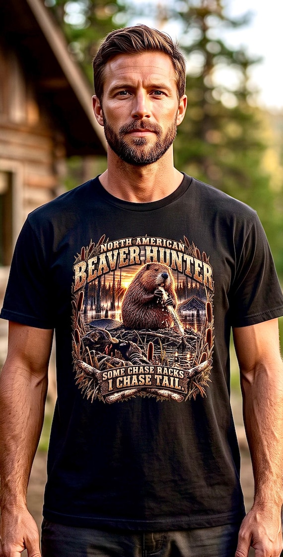 North American Beaver Hunter Tee chase tail funny hunting shirt additional view 3