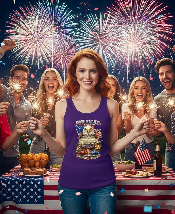 America 250th Anniversary Eagle Tank Top, Patriotic God Bless America Shirt additional view 8
