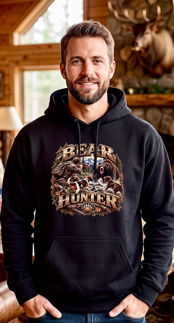 Bear Hunter Hoodie, Black Bear Hunting Sweatshirt product photo