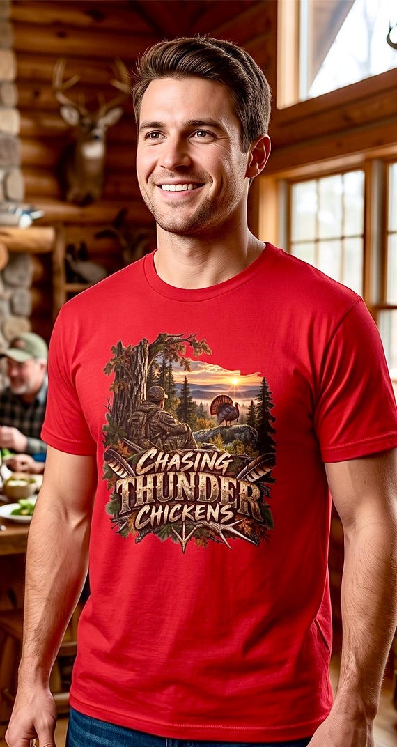 Chasing Thunder Chickens Turkey Hunter Shirt additional view 9