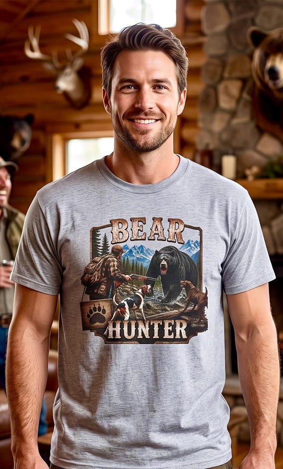 Bear Hunter Shirt, Black Bear Hunting Graphic Tee additional view 5