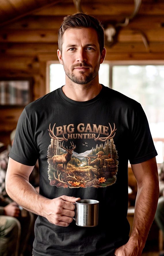 Elk Hunting Shirt, Big Game Hunter Graphic Tee additional view 10