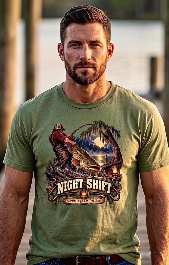 Night Shift Catfishing Tee noodler jug line trotline additional view 7