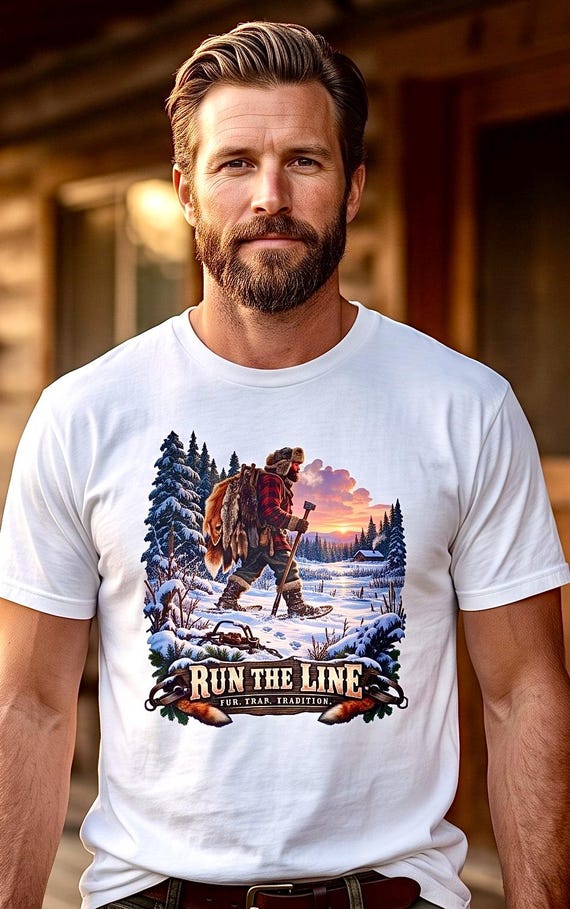 Run The Line Fur Trapper Tee trapline mountain man additional view 2