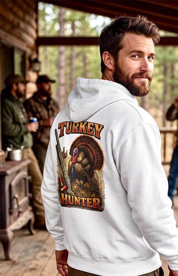 Turkey Hunter Hoodie, Wild Turkey Hunting Back Print Sweatshirt, Gobbler Hunter Gift for Dad Mom, Hunting Birthday Christmas Gift additional view 6