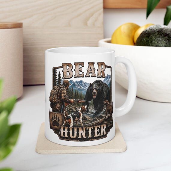 Bear Hunter Mug, Black Bear Hunting Coffee Cup additional view 4