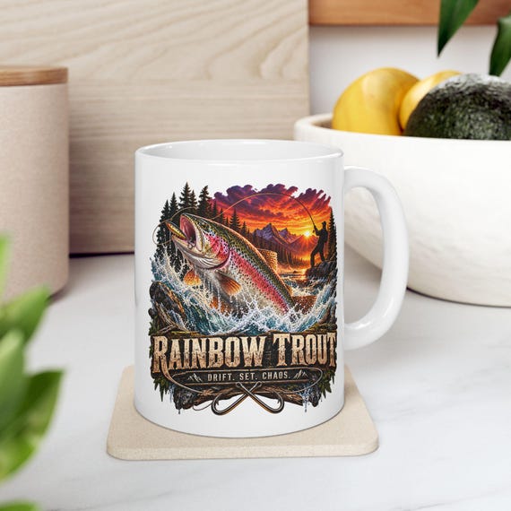 Rainbow Trout Drift Set Chaos Mug river trout fishing coffee cup additional view 2