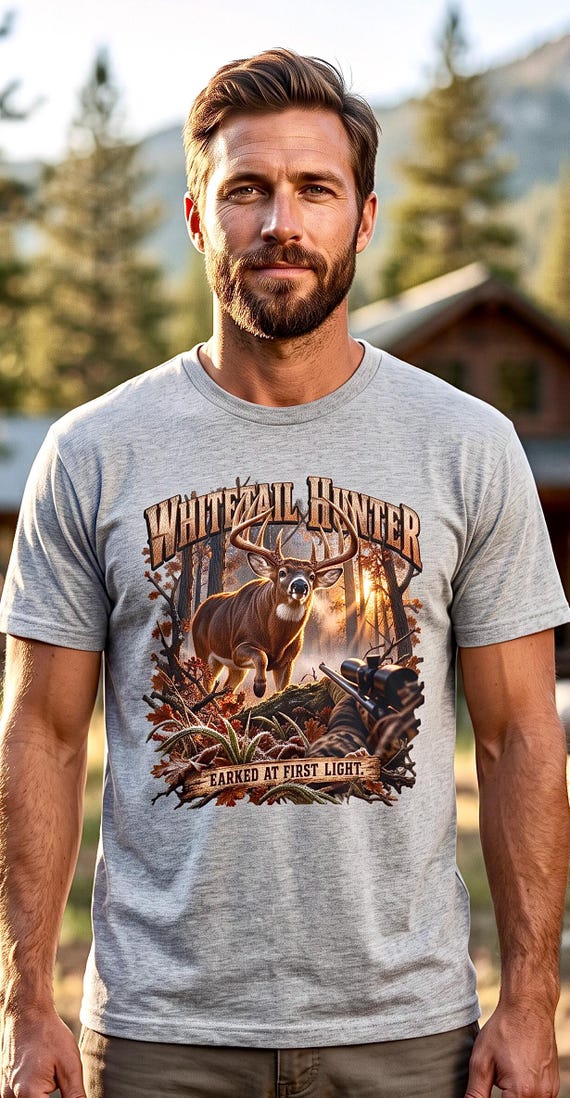Whitetail Deer Hunter Earned At First Light Tee additional view 6