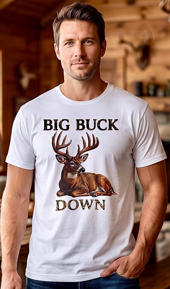 Big Buck Down Shirt, Whitetail Deer Hunter Tee additional view 6
