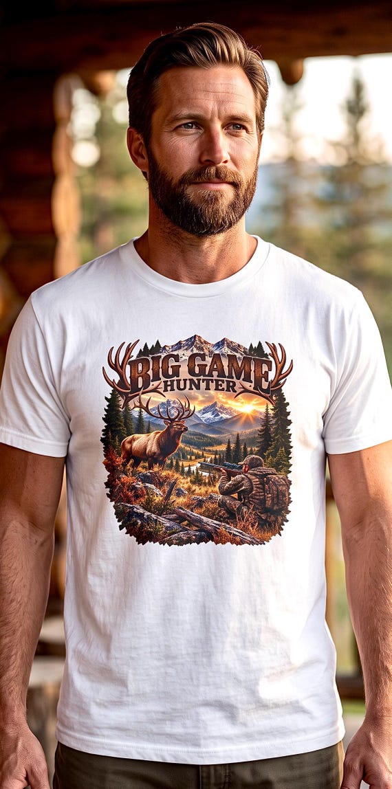 Elk Hunting Shirt, Big Game Hunter Graphic Tee additional view 4